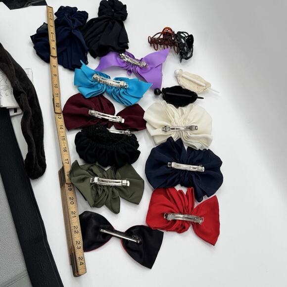 Lot 16 pc VTG 80s 90s Oversized Hair Bow Ruffle Barrette Clip Chiffon Scrunchies